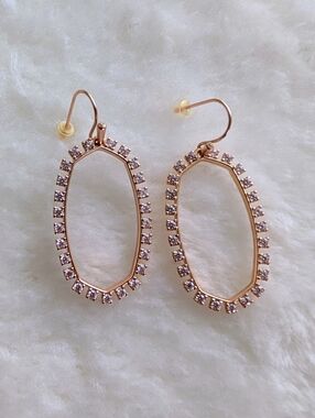 Kendra Scott Elle Rose Gold Oval Crystal Hoop Dangle & Drop Earrings